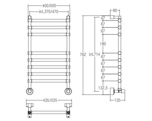 Заказать Полотенцесушитель водяной Margaroli Sole 464/370-8 хром в магазине сантехники Santeh-Crystal.ru