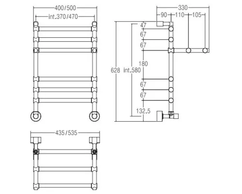 Приобрести Полотенцесушитель водяной с полкой Margaroli Sole 452/370 хром в магазине сантехники Santeh-Crystal.ru