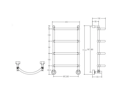 Приобрести Полотенцесушитель водяной Margaroli Luna 432 золото в магазине сантехники Santeh-Crystal.ru