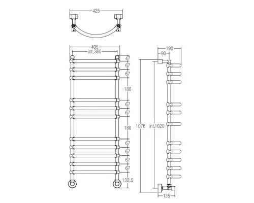 Приобрести Полотенцесушитель водяной Margaroli Luna 434-11 золото в магазине сантехники Santeh-Crystal.ru