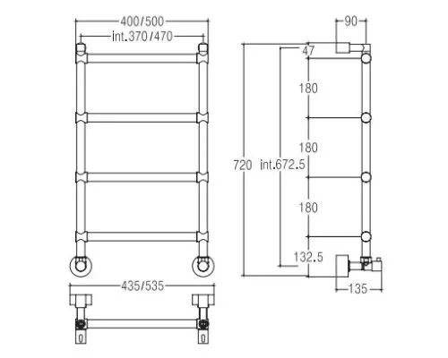 Приобрести Полотенцесушитель водяной Margaroli Sole 442/470 бронза в магазине сантехники Santeh-Crystal.ru