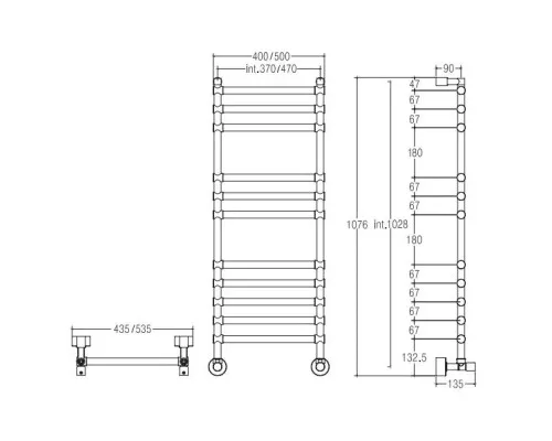 Купить Полотенцесушитель водяной с полкой Margaroli Sole 464/470-11 бронза в магазине сантехники Santeh-Crystal.ru