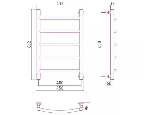 Заказать Полотенцесушитель водяной 600х400 античное белое золото Сунержа Галант+ 10-0200-6040 в магазине сантехники Santeh-Crystal.ru