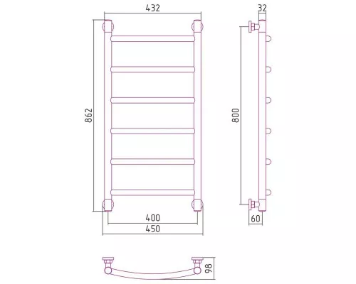 Купить Полотенцесушитель водяной 800х400 белый глянец Сунержа Галант+ 12-0200-8040 в магазине сантехники Santeh-Crystal.ru