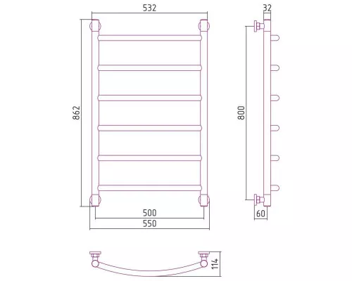Приобрести Полотенцесушитель водяной 800х500 шампань Сунержа Галант+ 020-0200-8050 в магазине сантехники Santeh-Crystal.ru