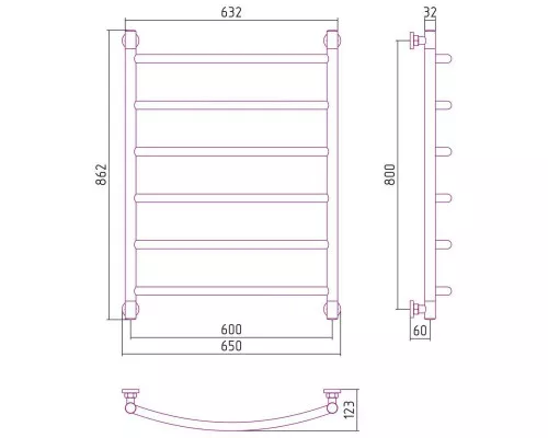 Заказать Полотенцесушитель водяной 800х600 белый глянец Сунержа Галант+ 12-0200-8060 в магазине сантехники Santeh-Crystal.ru