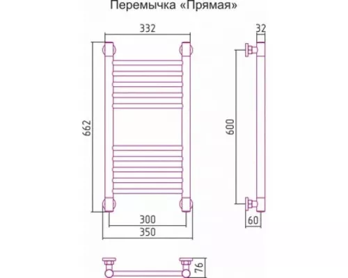 Купить Полотенцесушитель водяной 600х300 шампань Сунержа Богема+ 020-0220-6030 в магазине сантехники Santeh-Crystal.ru