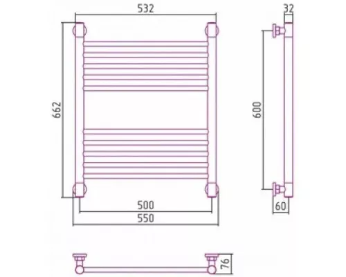 Приобрести Полотенцесушитель водяной 600х500 белый глянец Сунержа Богема+ 12-0220-6050 в магазине сантехники Santeh-Crystal.ru