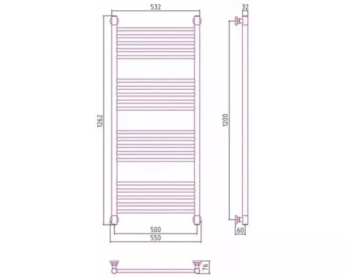 Купить Полотенцесушитель водяной 1200х500 состаренная латунь Сунержа Богема+ 051-0220-1250 в магазине сантехники Santeh-Crystal.ru
