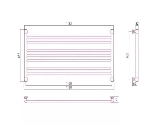 Приобрести Полотенцесушитель водяной 600х1100 шампань матовая Сунержа Богема L 022-0202-6011 в магазине сантехники Santeh-Crystal.ru