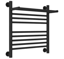 Полотенцесушитель водяной 500х500 черный матовый Сунержа Богема с полкой+ 31-0223-5050