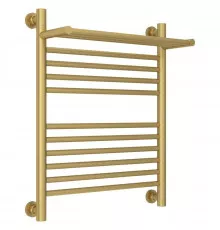 Полотенцесушитель водяной 600х500 золотой матовый Сунержа Богема с полкой+ 032-0223-6050