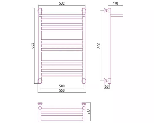 Приобрести Полотенцесушитель водяной 800х500 белый глянец Сунержа Богема с полкой+ 12-0223-8050 в магазине сантехники Santeh-Crystal.ru