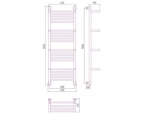 Приобрести Полотенцесушитель водяной 1200х400 темный титан муар Сунержа Богема с полкой+ 15-0224-1240 в магазине сантехники Santeh-Crystal.ru