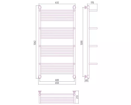 Заказать Полотенцесушитель водяной 1200х600 сатин Сунержа Богема с полкой+ 071-0224-1260 в магазине сантехники Santeh-Crystal.ru