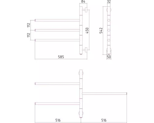 Заказать Полотенцесушитель электрический 542x585 шампань Сунержа Триада 020-0822-0540 в магазине сантехники Santeh-Crystal.ru