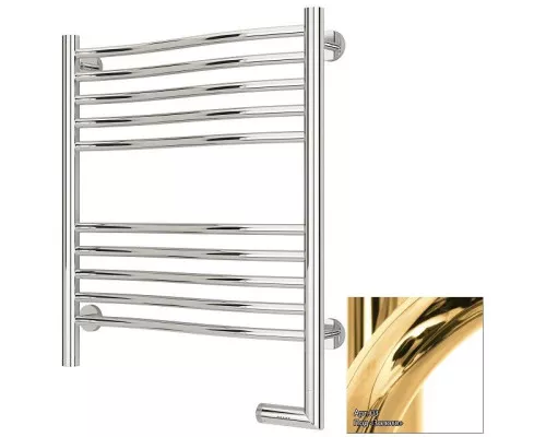 Заказать Полотенцесушитель электрический 600х500 золотой МЭМ правый Сунержа Флюид 2.0 03-5221-6050 в магазине сантехники Santeh-Crystal.ru