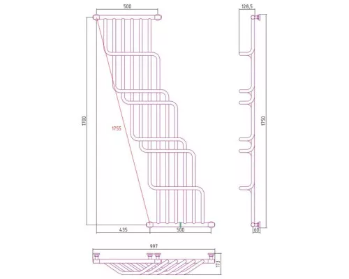 Приобрести Полотенцесушитель водяной 1700х1000 античное белое золото Сунержа Нега 10-0225-1710 в магазине сантехники Santeh-Crystal.ru