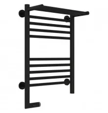 Полотенцесушитель электрический 600х400 черный матовый МЭМ левый Сунержа Богема с полкой 2.0 31-5206-6040