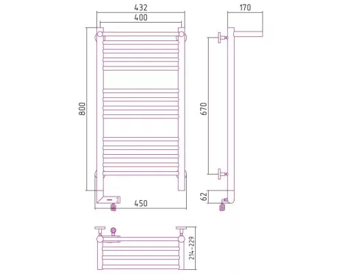 Купить Полотенцесушитель электрический 800х400 темный титан муар МЭМ левый Сунержа Богема с полкой 2.0 15-5206-8040 в магазине сантехники Santeh-Crystal.ru