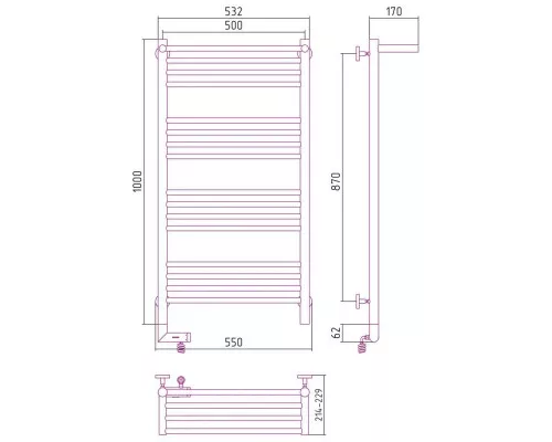 Приобрести Полотенцесушитель электрический 1000х500 шампань матовая МЭМ левый Сунержа Богема с полкой 2.0 022-5206-1050 в магазине сантехники Santeh-Crystal.ru