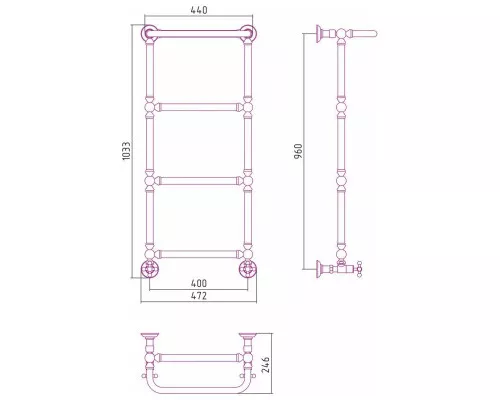 Приобрести Полотенцесушитель водяной 960х400 шампань Сунержа Ренессанс 1386 020-0281-9640 в магазине сантехники Santeh-Crystal.ru
