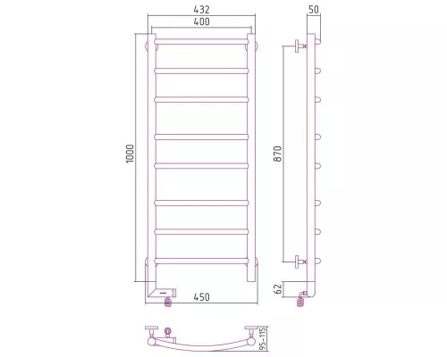 Купить Полотенцесушитель электрический 1000х400 золотой МЭМ левый Сунержа Галант 2.0 03-5200-1040 в магазине сантехники Santeh-Crystal.ru