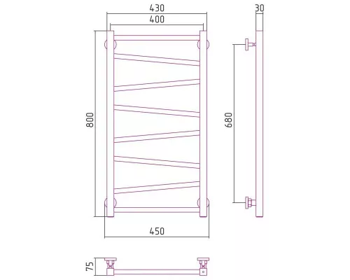 Заказать Полотенцесушитель водяной 800х400 темный титан муар Сунержа Сирокко 15-0253-8040 в магазине сантехники Santeh-Crystal.ru
