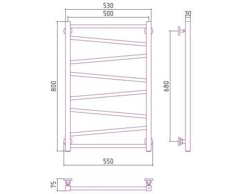 Приобрести Полотенцесушитель водяной 800х500 шампань Сунержа Сирокко 020-0253-8050 в магазине сантехники Santeh-Crystal.ru