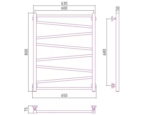 Приобрести Полотенцесушитель водяной 800х600 золотой Сунержа Сирокко 03-0253-8060 в магазине сантехники Santeh-Crystal.ru