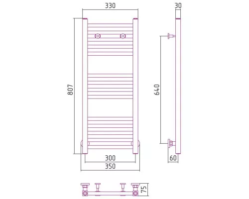 Заказать Полотенцесушитель водяной 800х300 сатин Сунержа Модус 071-0250-8030 в магазине сантехники Santeh-Crystal.ru