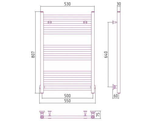 Приобрести Полотенцесушитель водяной 800х500 сатин Сунержа Модус 071-0250-8050 в магазине сантехники Santeh-Crystal.ru