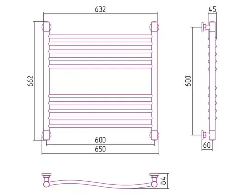Заказать Полотенцесушитель водяной 600х600 состаренная латунь Сунержа Флюид+ 051-0222-6060 в магазине сантехники Santeh-Crystal.ru