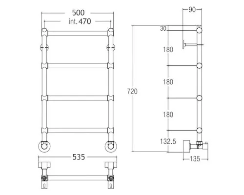 Заказать Полотенцесушитель водяной Margaroli Sole 442/470 хром в магазине сантехники Santeh-Crystal.ru