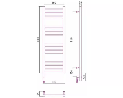 Приобрести Полотенцесушитель электрический 1000х300 белый матовый МЭМ левый Сунержа Модус 3.0 30-5700-1030 в магазине сантехники Santeh-Crystal.ru