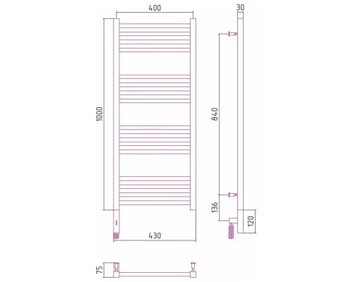 Купить Полотенцесушитель электрический 1000х400 белый матовый МЭМ левый Сунержа Модус 3.0 30-5700-1040 в магазине сантехники Santeh-Crystal.ru