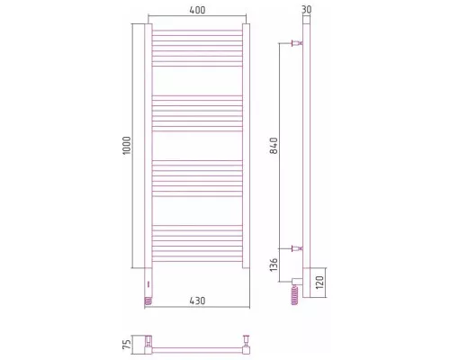 Заказать Полотенцесушитель электрический 1000х400 белый глянец МЭМ правый Сунержа Модус 3.0 12-5701-1040 в магазине сантехники Santeh-Crystal.ru