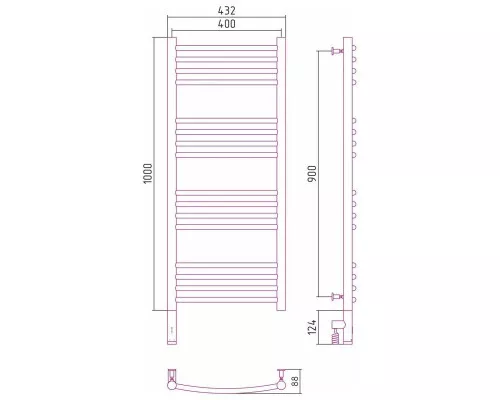 Заказать Полотенцесушитель электрический 1000х400 белый глянец МЭМ левый, перемычка выгнутая Сунержа Богема 3.0 12-5802-1040 в магазине сантехники Santeh-Crystal.ru