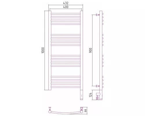Заказать Полотенцесушитель электрический 1000х400 белый матовый МЭМ правый, перемычка выгнутая Сунержа Богема 3.0 30-5803-1040 в магазине сантехники Santeh-Crystal.ru