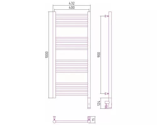 Приобрести Полотенцесушитель электрический 1000х400 белый глянец МЭМ правый, перемычка прямая Сунержа Богема 3.0 12-5805-1040 в магазине сантехники Santeh-Crystal.ru
