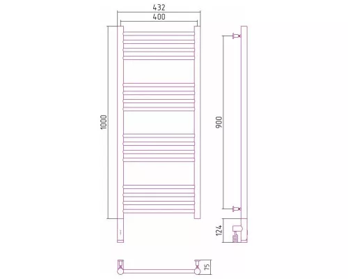 Заказать Полотенцесушитель электрический 1000х400 cостаренная бронза МЭМ левый, перемычка прямая Сунержа Богема 3.0 05-5804-1040 в магазине сантехники Santeh-Crystal.ru
