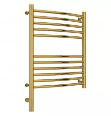 Полотенцесушитель электрический 600х500 золотой МЭМ левый, перемычка выгнутая Сунержа Богема 3.0 03-5802-6050