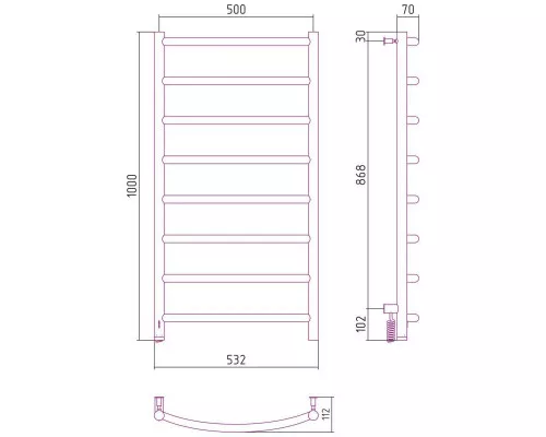 Купить Полотенцесушитель электрический 1000х500 темный титан муар МЭМ левый Сунержа Галант 4.0 15-0830-1050 в магазине сантехники Santeh-Crystal.ru