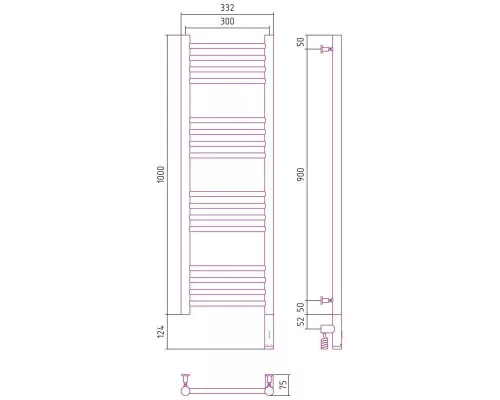 Приобрести Полотенцесушитель электрический 1000х300 шампань МЭМ правый, перемычка прямая Сунержа Богема 3.0 020-5805-1030 в магазине сантехники Santeh-Crystal.ru