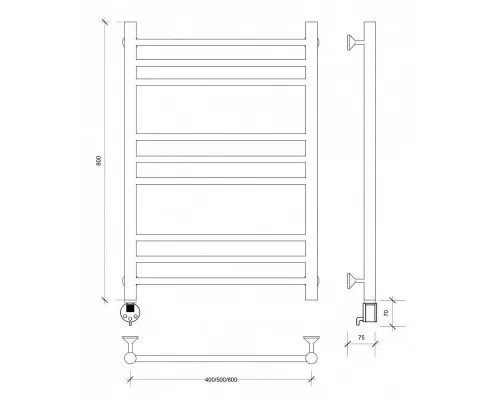 Купить Полотенцесушитель электрический 870х432 ТЭН левый Secado Триада 3 4603777449193 в магазине сантехники Santeh-Crystal.ru