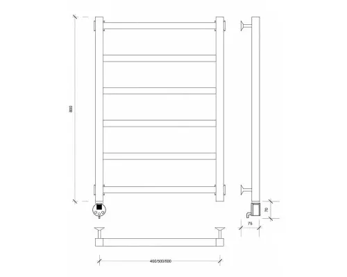 Купить Полотенцесушитель электрический 870х430 ТЭН левый Secado Корсико 1 4603777441883 в магазине сантехники Santeh-Crystal.ru