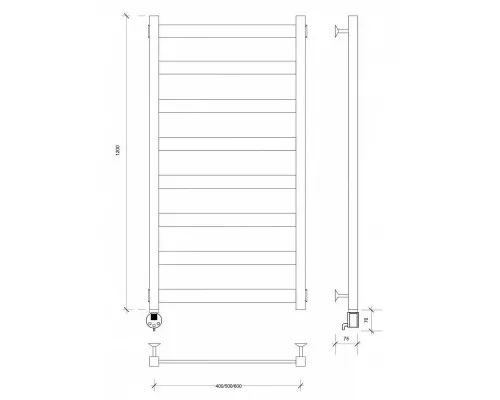 Заказать Полотенцесушитель электрический 1270х630 ТЭН левый Secado Комано 1 4603777442545 в магазине сантехники Santeh-Crystal.ru