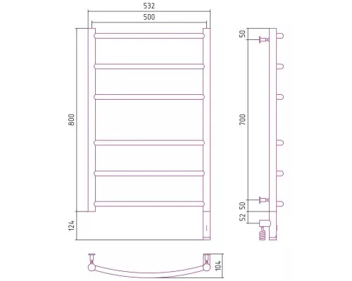 Заказать Полотенцесушитель электрический 800х500 МЭМ правый Сунержа Галант 3.0 00-5801-8050 в магазине сантехники Santeh-Crystal.ru
