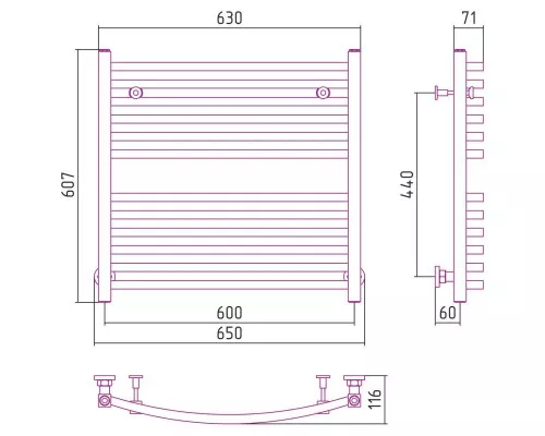 Приобрести Полотенцесушитель водяной 600х600 черный матовый Сунержа Аркус 31-0251-6060 в магазине сантехники Santeh-Crystal.ru