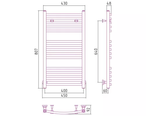 Купить Полотенцесушитель водяной 800х400 золотой Сунержа Аркус 03-0251-8040 в магазине сантехники Santeh-Crystal.ru
